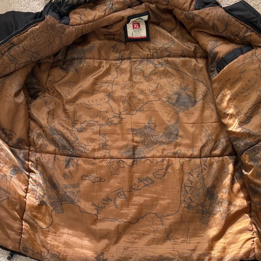 Avirex Black Puffer Coat with Faux Fur Hood - Picture 4 of 8